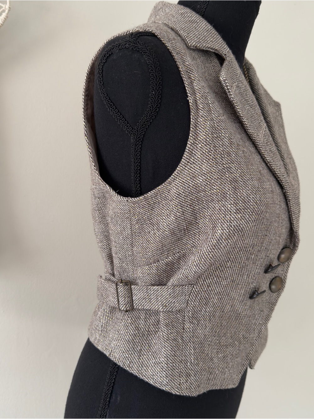 Womens Brown Tweed Vest Blazer - Picture 8 of 8